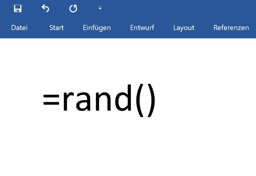 Mit rand() in Word Blindtext erzeugen