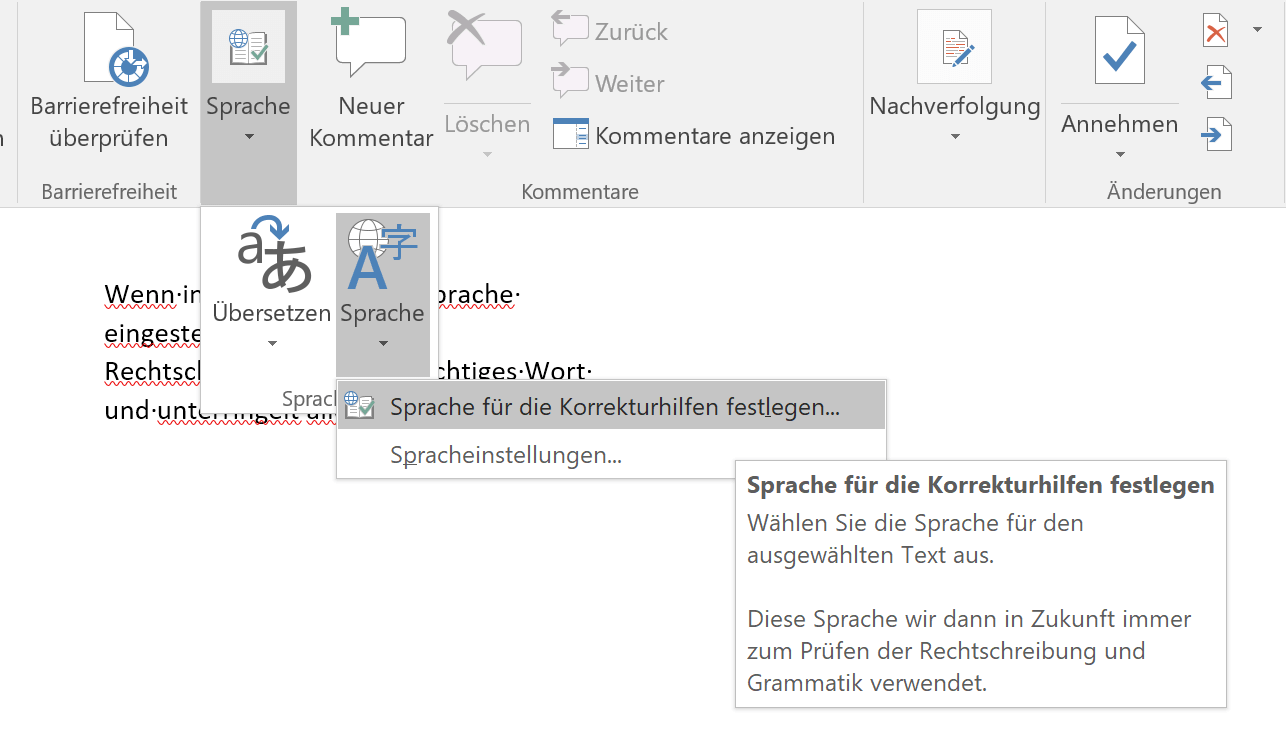 Word: Sprache ändern für Rechtschreibprüfung - auf Deutsch ...