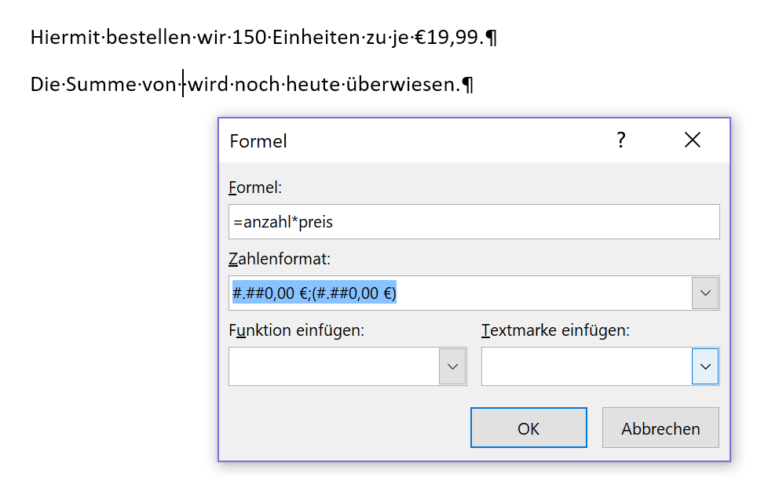 Word Rechnen In Tabellen Rechnen mit Word - so geht's