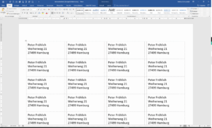 Word Etikettenausgabe