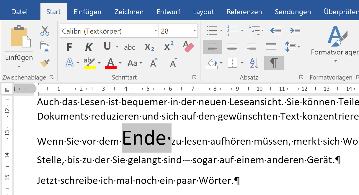 Schriftgröße ändern mit Tastenkürzel