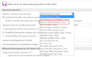 Word immer als DOC speichern
