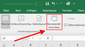 Excel - Benutzerdefinierte Ansichten