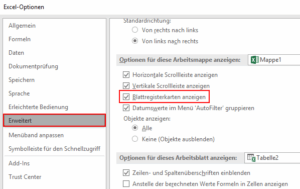 Excel - Register wieder aktivieren