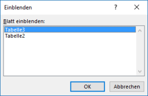 Excel - Register zum Sichtbarmachen auswählen