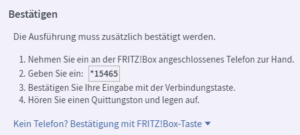 Fritzbox fortdert zur Bestaäigung auf