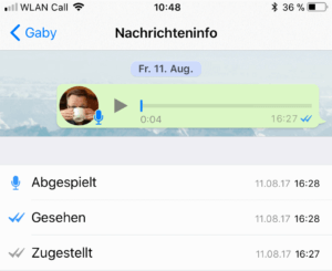 Whatsapp - Details der Zustellung