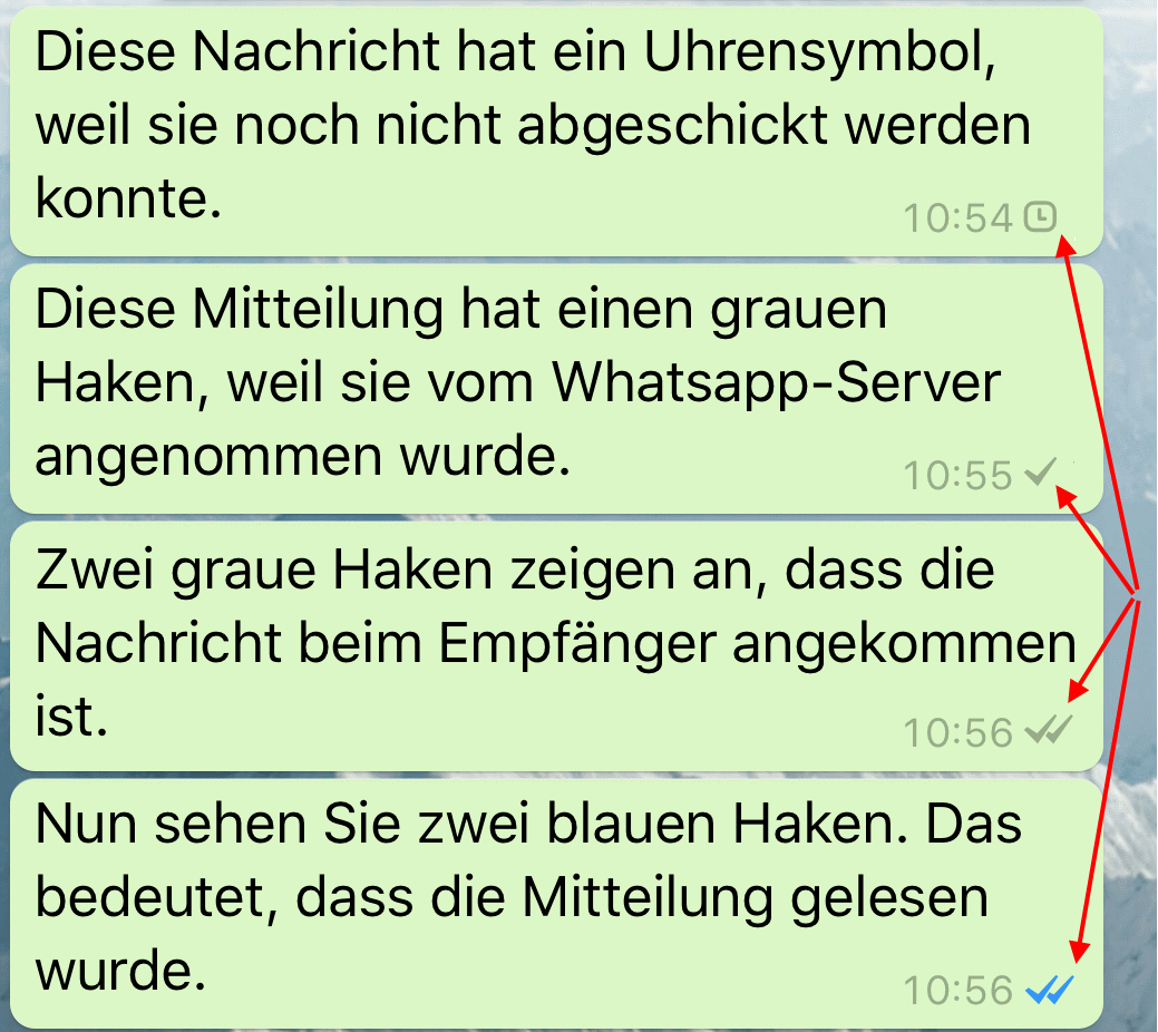 Was bedeuten die WhatsApp-Häkchen? Wie unterscheidet man zwischen den unterschiedlichen Häkchen?