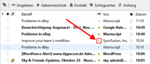 Thunderbird - ungelesen machen in der Liste von Nachrichten