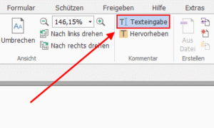 Mit diesem Tool des Foxit Reader können Sie Texte einfügen.