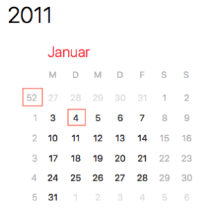Die deutsche Kalenderwoche weicht von der amerikanischen ab.