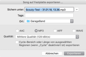 Musik in Garageband ausspielen