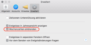 Auf dem Mac Kalenderwochen anzeigen