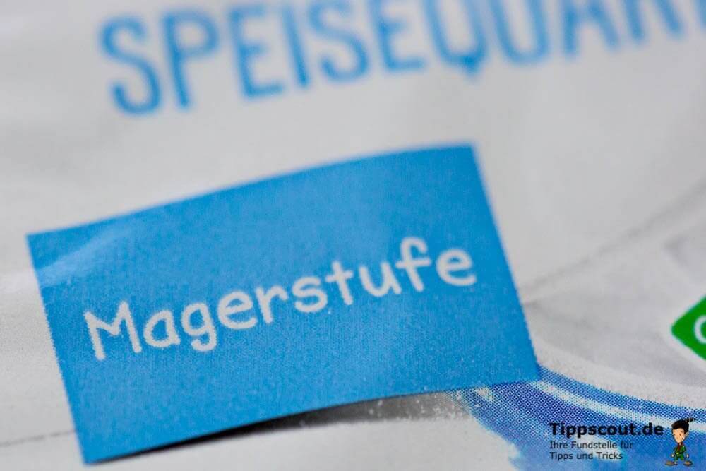 Quarkverpackung mit Angabe Magerstufe