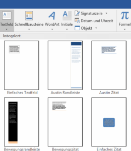 Word - Auswahl Textfelder