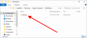 Backup-Ordner von iTunes anzeigen lassen