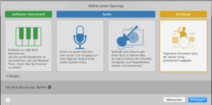 Garageband erste Spur