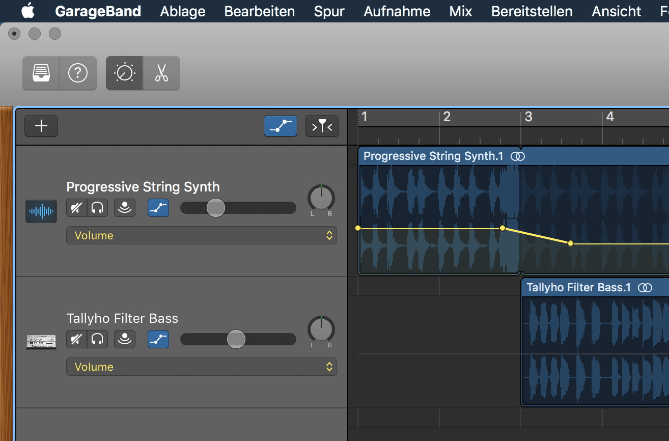 Spur Lautstärke mit Keyframes regeln