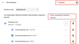 Cookies einzeln entfernen in Chrome