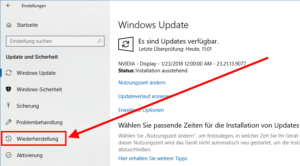 Das Zurücksetzen von Windows geht über den Punkt "Wiederherstellung".