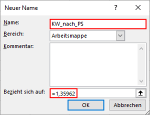 Excel-Konstante mit Namen anlegen