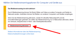 Medienstreaming aktivieren