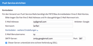 Fritzbox: E-Mail einrichten