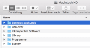 Backup-Ordner auf Systemfestplatte