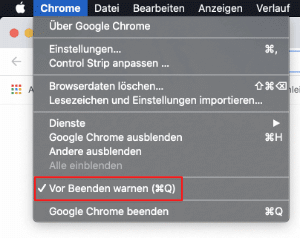 Chrome Warnung Beenden