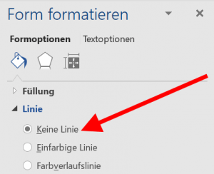 Word - Form formatieren - Keine Linie