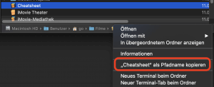 Mac Pfadname kopieren im Finder