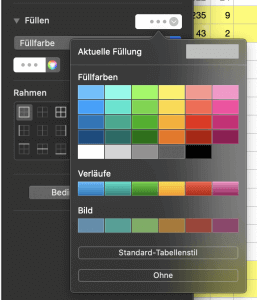 Apple Numbers Füllfarbe für Zellen