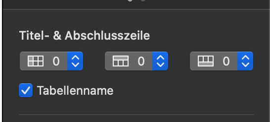 Apple Numbers Titel und Abschlusszeile