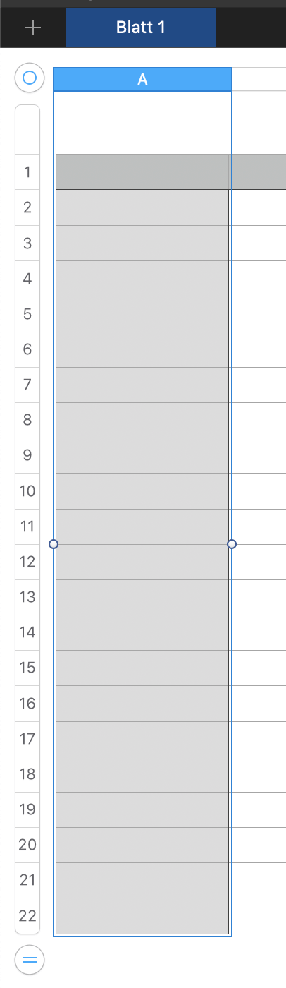 Apple Numbers erste Spalte markieren