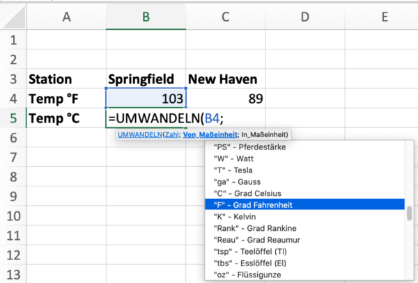 Excel kann ganz easy Einheiten umrechnen.