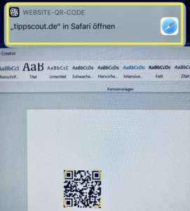 So reagiert das iPhone auf den QR-Code aus Word.