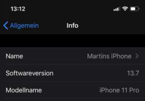 iOS Version in Einstellungen des iPhone