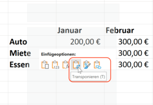 Tabelle transponieren in Excel