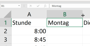 Mauszeiger über Spaltenbegrenzung in Excel