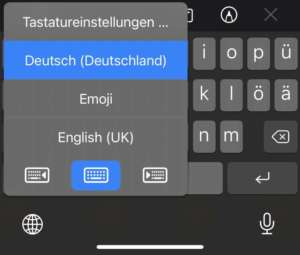 Auswahl englische Tastastur in iOS