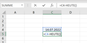 Formel heute in Excel