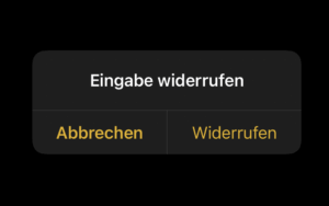 Dialogbox Eingabe widerrufen auf dem iPhone